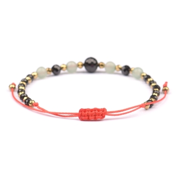 Bransoletka celebrytka czarny TURMALIN AWENTURYN HEMATYT ochrona szczęście